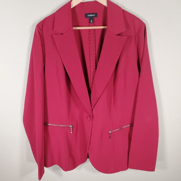 torrid Jackets & Blazers - Torrid blazer red moto zipper detail button Sz. 2X